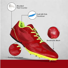 Nivia Men Running Spikes Spirit Track &amp; Field Shoes Red