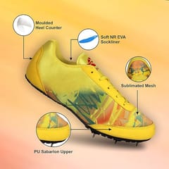 Nivia Zion-1 पुरुषों के लिए ट्रैक और फील्ड पीले रंग के रनिंग स्पाइक्स जूते