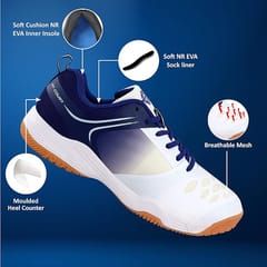 Nivia HY-Court 2.0 Badminton Shoe for Men White/Blue