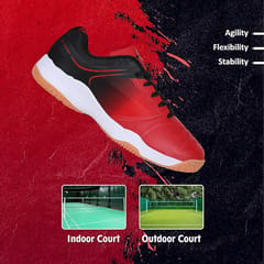 Nivia HY-Court 2.0 Badminton Shoe for Men Red/Black