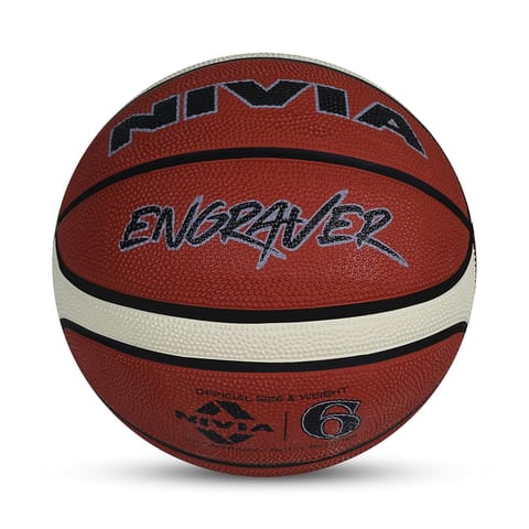 Nivia Engraver Basketball / Soft Rubberized Moulded / 14 Panel / Suitable for Hard Surface / Match Ball