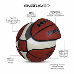 निव्हिया एनग्रेव्हर बास्केटबॉल / सॉफ्ट रबराइज्ड मोल्डेड / 14 पॅनेल / हार्ड पृष्ठभाग / मॅच बॉलसाठी योग्य