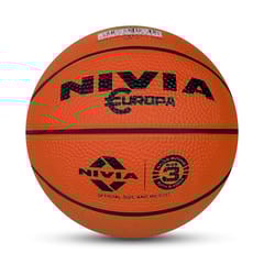 Nivia Rubber Europa Basketball, Size 3 [Assorted Color] Pack of 2