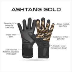 Nivia Ashtang Gold Football Goalkeeping Gloves, Medoum Size