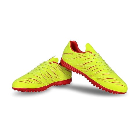 نیویا کاربونائٹ 6.0 ربڑ ٹرف فٹ بال جوتا مردوں کے لیے PVC مصنوعی چمڑے کے ساتھ، سلفر گرین