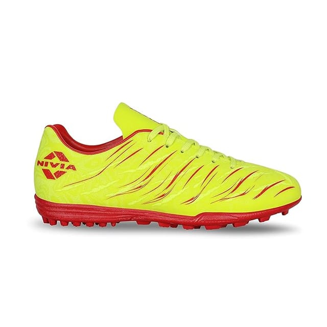Nivia Carbonite 6.0 Rubber Turf football Shoe for Men with PVC Synthetic Leather Sulphur Green
