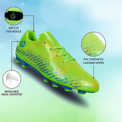 Nivia Encounter 9.0 Synthetic Leather Football Stud, Neon Green Blue