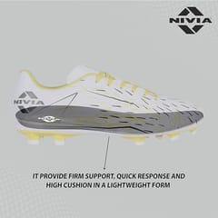 Nivia Spear Football Studs for Men | White-Yellow