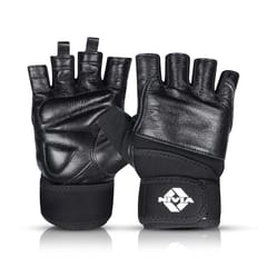 Nivia Venom Weight-Liftng Gym Gloves Genuine Leather with Neoprene Strap for Palm Protection