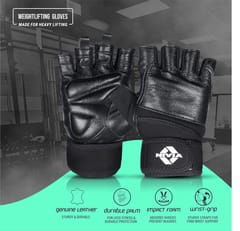 Nivia Venom Weight-Liftng Gym Gloves Genuine Leather with Neoprene Strap for Palm Protection