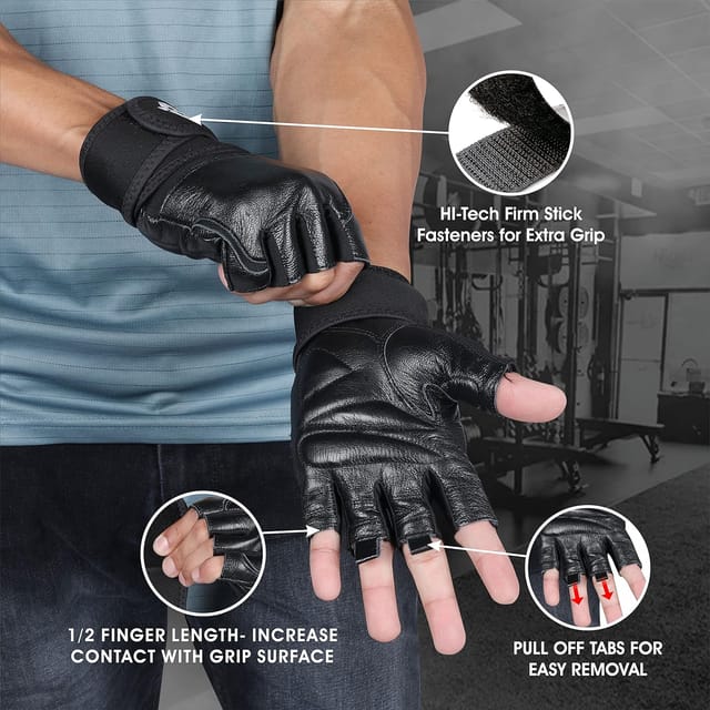 Nivia Venom Weight-Liftng Gym Gloves Genuine Leather with Neoprene