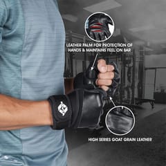 Nivia Venom Weight-Liftng Gym Gloves Genuine Leather with Neoprene Strap for Palm Protection