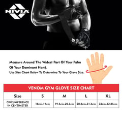 Nivia Venom Weight-Liftng Gym Gloves Genuine Leather with Neoprene Strap for Palm Protection