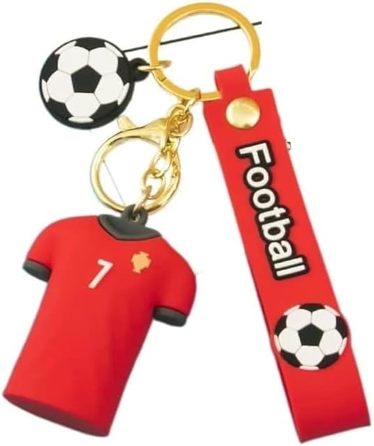 KNK Youth Ronaldo, Neymar and Messi Soccer Team Cups Flag Football Keychains for Boys, Ronaldo Keychain Sticker, Sports Keychains (Pack of 2)