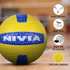 Nivia G-2020 Rubber Volleyball, (Yellow and Blue) Standard Size