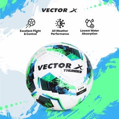 वेक्टर X थंडर हाथ से सिला फुटबॉल - आकार: 5 (1 का पैक) - सफेद-हरा