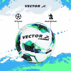 VECTOR X THUNDER Hand stitched Football - Size: 5 (Pack of 1) - White-Green