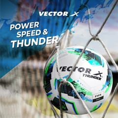 VECTOR X THUNDER Hand stitched Football - Size: 5 (Pack of 1) - White-Green