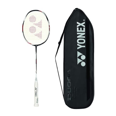 YONEX Graphite Duora Z Strike Professional Badminton Racquet | (Black / White, 88 gms , 28 lbs Tension, Made in Japan)