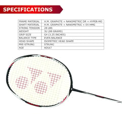 YONEX Graphite Duora Z Strike Professional Badminton Racquet | (Black / White, 88 gms , 28 lbs Tension, Made in Japan)