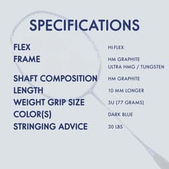YONEX વોલ્ટ્રિક લાઇટ 20I બેડમિન્ટન રેકેટ (G4, 77 ગ્રામ, 30 lbs ટેન્શન) ઘેરો વાદળી