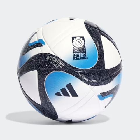 Adidas Oceaunz League Football Ball | Size 5 | White / Collegiate Navy / Bright Blue / Silver Metallic