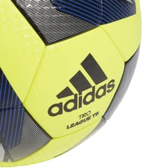 Adidas TIRO लीग थर्मली बॉन्डेड फुटबॉल बॉल | आकार 5 | टीम सोलर यलो / ब्लॅक / सिल्व्हर मेटॅलिक / रॉयल ब्लू