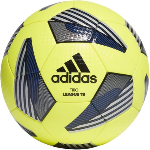 Adidas TIRO League Thermally Bonded Football Ball | سائز 5 | ٹیم شمسی پیلا / سیاہ / چاندی دھاتی / رائل بلیو