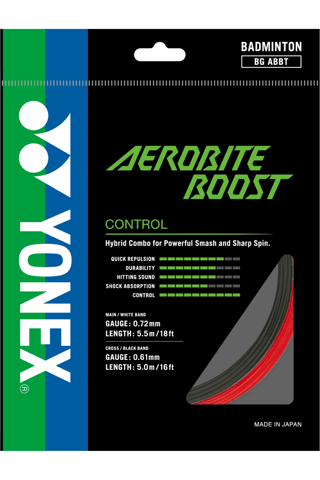 Yonex BG Aerobite Boost Badminton Gut Sring | Dark Gray / Yellow, Gray / Red