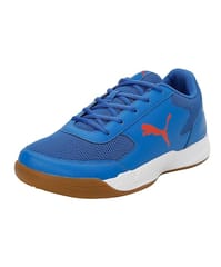 PUMA AD-COURT BADMINTON SHOES, BLUE/SUNFLOWER/WHT