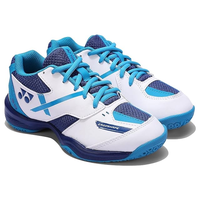 YONEX POWER CUSHION SHB 39EX SHOES | Ideal For Badminton, Squash, Table Tennis, Volleyball | Non-Marking Sole | White Blue