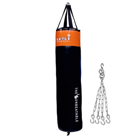 USI UNIVERSAL THE UNBEATABLE Punching Bag, Boxing Bag (626N + Chain) Crusher Nylon Filled Boxing Bag for Boxing Martial Arts Kickboxing Training, Nylon Material, Long Hanging Strap|