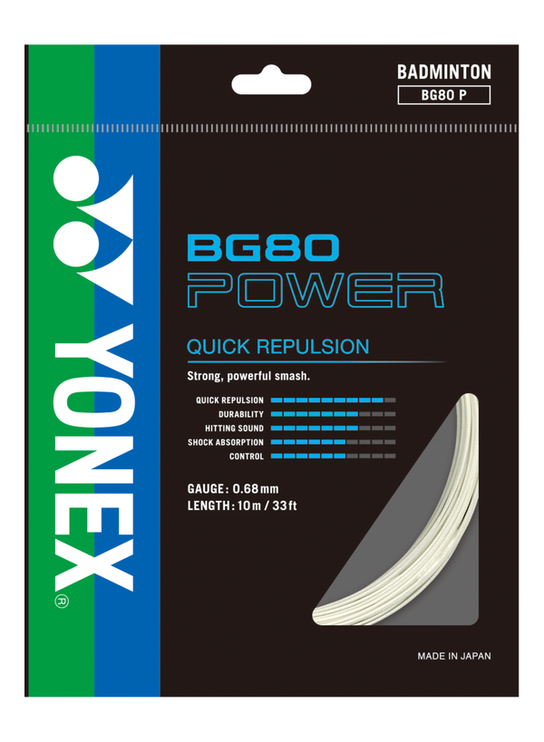 Yonex BG 80 पॉवर बॅडमिंटन स्ट्रिंग्स, 0.68 मिमी