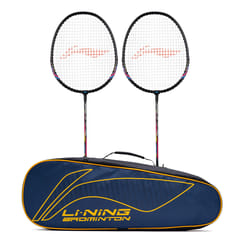 Li-Ning XP 777 प्रो स्ट्रंग बॅडमिंटन रॅकेटसह किटबॅग, पॅक ऑफ 2, मल्टीकलर