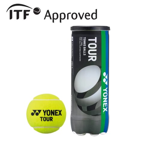 YONEX ٹور بُنی فیلٹ ٹینس بال ٹورنامنٹس اور پریکٹس کے لیے (3 کا پیک) پیلا | معیاری سائز |