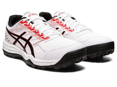 ASICS পুরুষদের জেল-লেথাল ফিল্ড ক্রিকেট জুতা, সাদা ক্লাসিক লাল