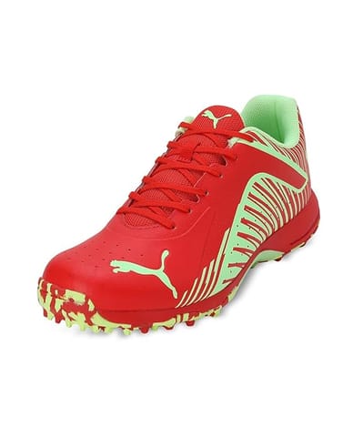 Puma FH 22 Men's Rubber Cricket Shoe, Red-Speed Green