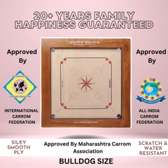 KD Sports Golden Carrom Board Bulldog Antique Indoor Board Game Approved by Carrom Federation of India & Maharashtra Carrom Association