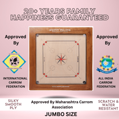 KD Golden Carrom Board Jumbo Antique Indoor Board Game Approved by Carrom Federation of India & Maharashtra Carrom Association