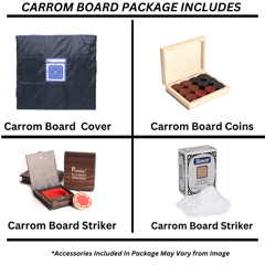 Precise Carrom Champion Board ELEGANT® SERIES Champion Game Board with Coin, Striker and Powder