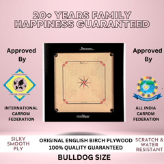 Precise Carrom Bulldog Board ELEGANT® SERIES Bulldog Game Board with Coin, Striker and Powder