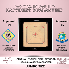 Precise Carrom Jumbo  Board ELEGANT® SERIES Jumbo Game Board with Coin, Striker and Powder