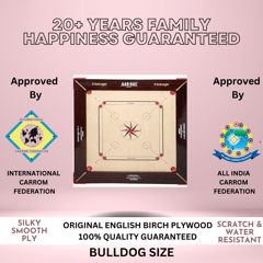 AAR-Kay Carrom Board Vintage Bulldog Plywood Approved by Carrom Federation of India & International Carrom Federation