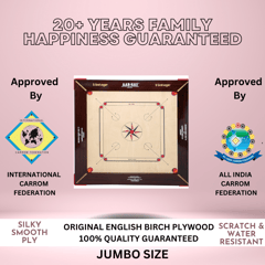 AAR-Kay Carrom Board Vintage Jumbo Plywood Approved by Carrom Federation of India & International Carrom Federation