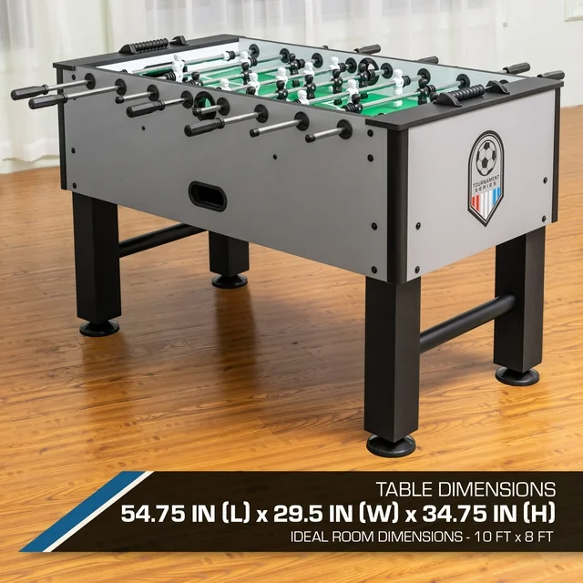 KD Official Soccer Table 54" Competition Size Indoor Foosball Table, Gray