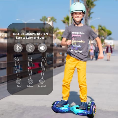 KD 6.5" Hoverboard with Bluetooth & LED Lights, Self Balancing Hover Boards for Kids & Adults & Girls & Boys, for All Ages