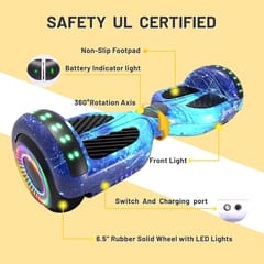 KD 6.5&quot; బ్లూటూత్ &amp; LED లైట్లతో హోవర్‌బోర్డ్, పిల్లలు &amp; పెద్దలు &amp; బాలికలు &amp; అబ్బాయిల కోసం సెల్ఫ్ బ్యాలెన్సింగ్ హోవర్ బోర్డ్‌లు, అన్ని వయసుల వారికి