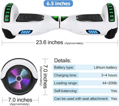 KD Hoverboard, 6.5" Self Balancing Hoverboard Electric Scooter Hoverboard for Kids White