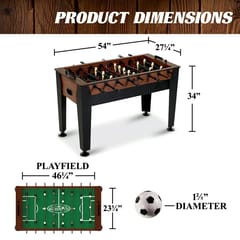 KD Foosball PRO CLASSIC 54&quot; ફર્નિચર સ્ટાઇલ સોકર ગેમ ટેબલ, 54 ઇંચ x 27.25 ઇંચ x 34 ઇંચ