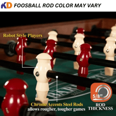 KD Foosball PRO CLASSIC 54&quot; फर्निचर स्टाईल सॉकर गेम टेबल, 54 इंच x 27.25 इंच x 34 इंच